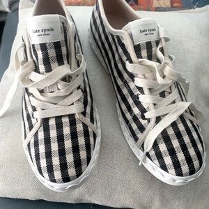 Kate Spade Vale Gingham Lace-Up Sneakers, Size 10B, Excellent Condition